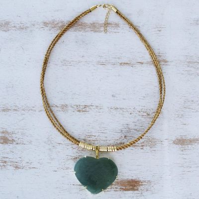 Alternate image for Golden Grass Necklace with Green Quartz Whole Heart
