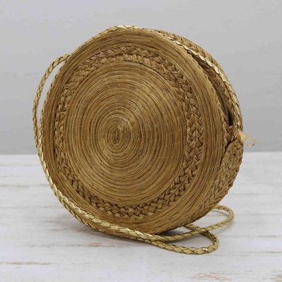 Alternate image for Golden Grass Sling with Faux Leather Strap and Golden Zipper Golden Dame