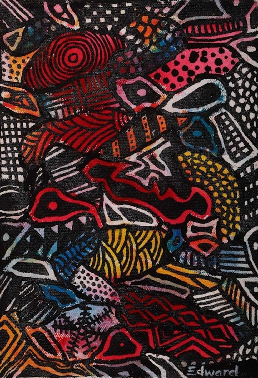 Unstretched Abstract Traditional Colorful Acrylic Painting 'Africa Motifs'