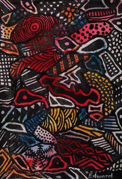 Alternate image for Unstretched Abstract Traditional Colorful Acrylic Painting Africa Motifs