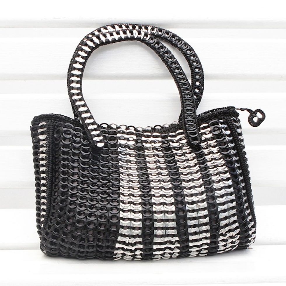 Recycled Aluminum Soda Pop-Top Handbag from Brazil 'Chic Traveler'