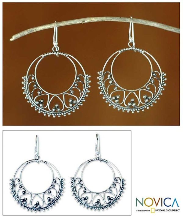 Alternate image for Sterling silver dangle earrings Bali Shines