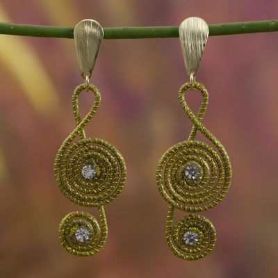 Alternate image for Artisan Crafted Clef Note Earrings in Brazilian Golden Grass Jalapo Melody