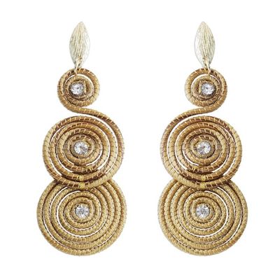 Alternate image for Gold Accent Golden Grass Earrings with Rhinestones Whirlaway