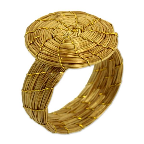 Alternate image for Fair Trade Golden Grass Hand Crafted Cocktail Ring Sublime Nature