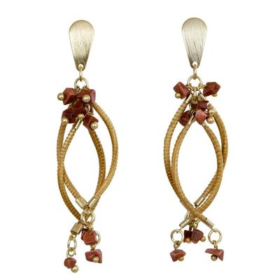 Alternate image for Gold Accent Golden Grass and Sunstone Earrings from Brazil Fruits of Nature