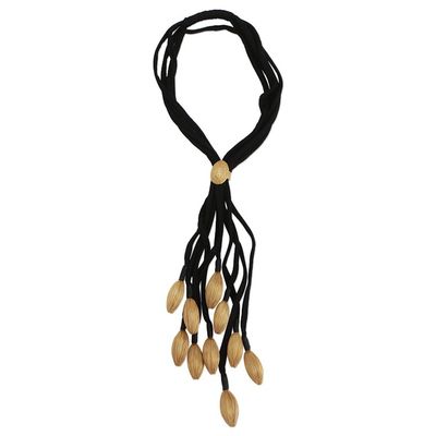 Alternate image for Golden Grass Natural Fiber Bolo Necklace Natural Gold