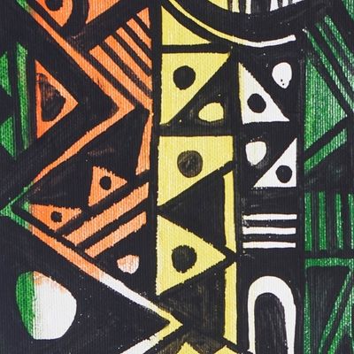 Alternate image for Unstretched Abstract Acrylic Painting with Geometric Pattern Migration