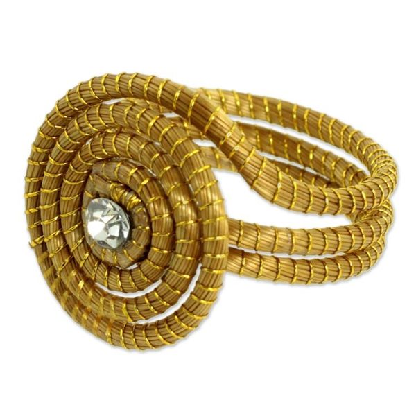 Alternate image for Sparkling Golden Grass Cocktail Ring Crafted by Hand Jalapo Evolution