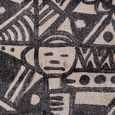 Alternate image for Signed Unstretched Abstract Black and White Acrylic Painting Hard Target