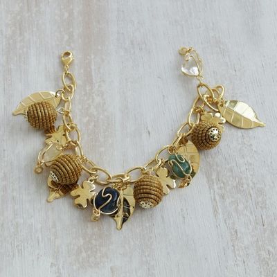 Alternate image for Gold Plated Agate and Citrine Charm Bracelet from Brazil Clover Leaves