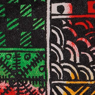 Alternate image for Unstretched Expressionist Adinkra Colorful Acrylic Painting Awakening Spirit