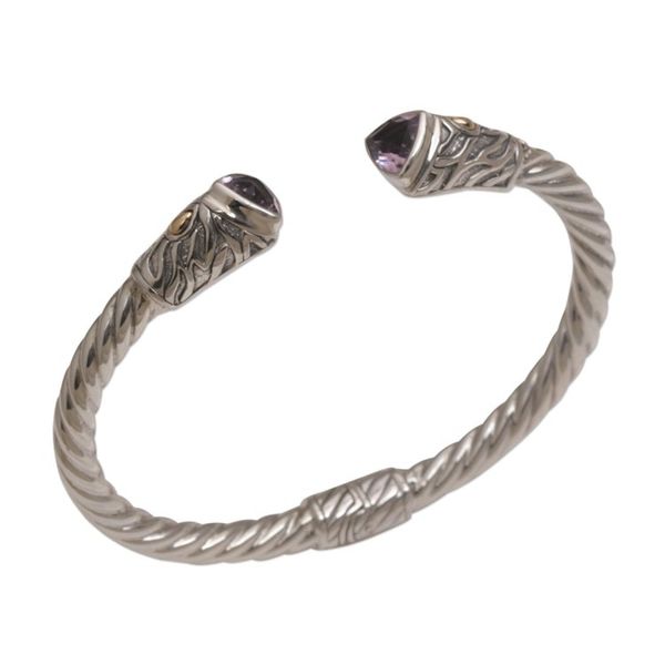 Alternate image for Sterling Silver and Amethyst Cuff with 18k Gold Accents Paradise Glow