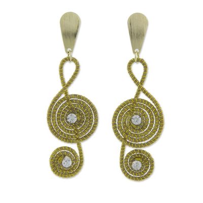 Alternate image for Artisan Crafted Clef Note Earrings in Brazilian Golden Grass Jalapo Melody