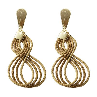 Alternate image for Brazilian Golden Grass Dangle Earrings with 18k Gold Plate Glamorous Curves