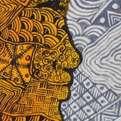 Alternate image for Expressionist Painting of a Woman with Intricate Motifs Africa Beauty