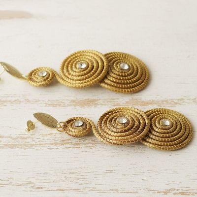 Alternate image for Gold Accent Golden Grass Earrings with Rhinestones Whirlaway