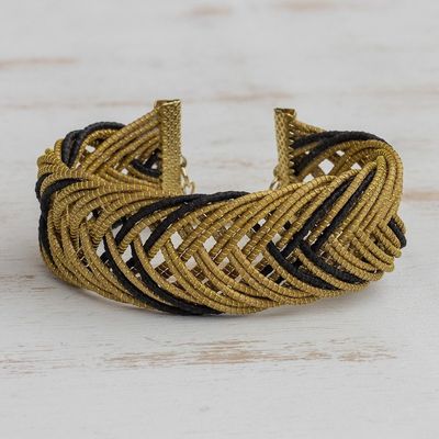 Alternate image for Gold Accented Golden Grass Wristband Bracelet in Black Gold and Black