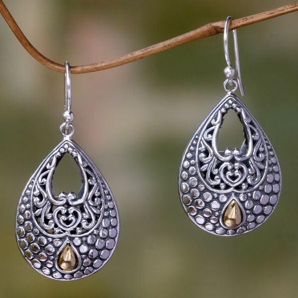 Alternate image for Sterling Silver and 18k Gold Accent Dangle Earrings Dandelion Dew