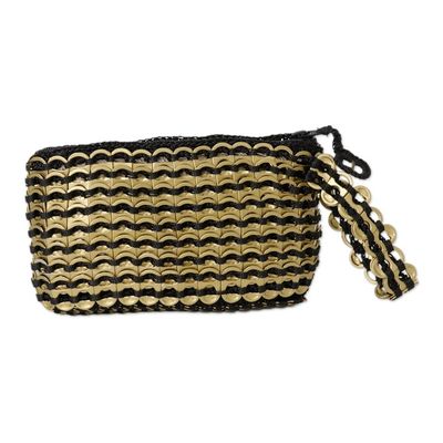 Alternate image for Eco-Friendly Zippered Golden Soda Pop-Top Cosmetic Bag Eco-Routine in Golden
