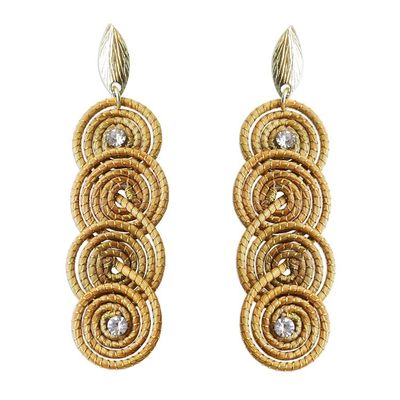 Alternate image for Golden Grass Earrings with 18k Gold and Rhinestones Sparkle and Spin