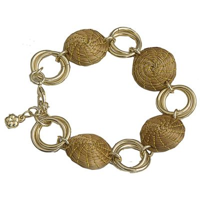Alternate image for 18k Gold Accented Golden Grass Link Bracelet from Brazil Golden Rings