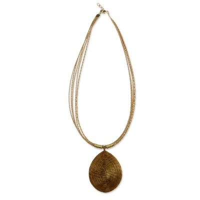 Alternate image for Brazilian Golden Grass Necklace with Gold Plated Accents Jalapo Minimalism