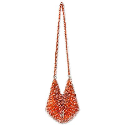 Alternate image for Hand Crafted Evening Bag with Shimmery Orange Soda Pop Tops Shimmery Orange