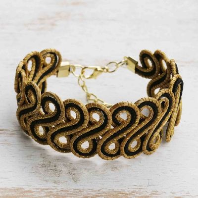 Alternate image for 18k Gold-Accented Golden Grass Wristband Bracelet in Black Black Braids