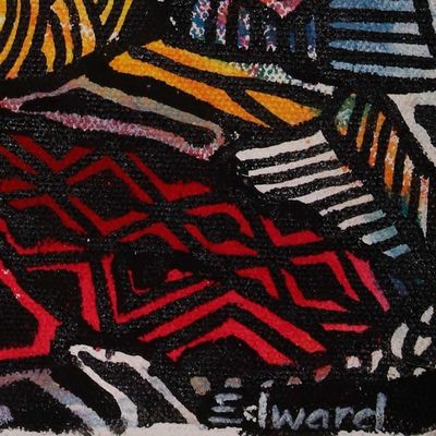 Alternate image for Unstretched Abstract Traditional Colorful Acrylic Painting Africa Motifs