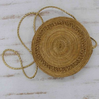 Alternate image for Golden Grass Sling with Faux Leather Strap and Golden Zipper Golden Dame