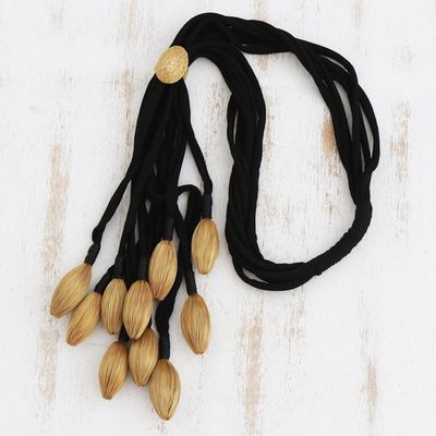 Alternate image for Golden Grass Natural Fiber Bolo Necklace Natural Gold