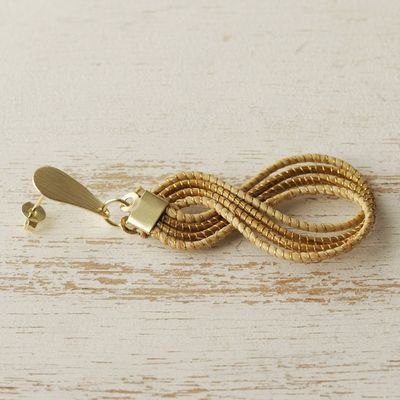 Alternate image for Brazilian Golden Grass Dangle Earrings with 18k Gold Plate Glamorous Curves