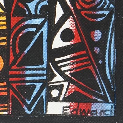 Alternate image for Colorful Modern and Abstract Acrylic Painting Made in Ghana Heritage