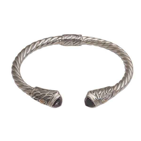 Alternate image for Sterling Silver and Amethyst Cuff with 18k Gold Accents Paradise Glow