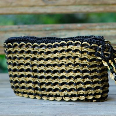 Alternate image for Eco-Friendly Zippered Golden Soda Pop-Top Cosmetic Bag Eco-Routine in Golden