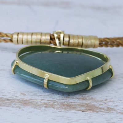 Alternate image for Golden Grass Necklace with Green Quartz Whole Heart