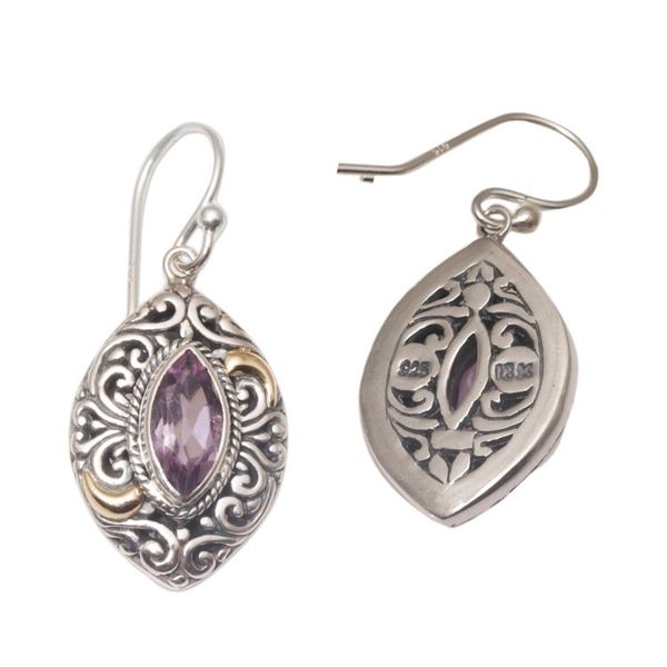 Alternate image for Gold Accent Amethyst Swirl Motif Dangle Earrings from Bali Defiant Beauty