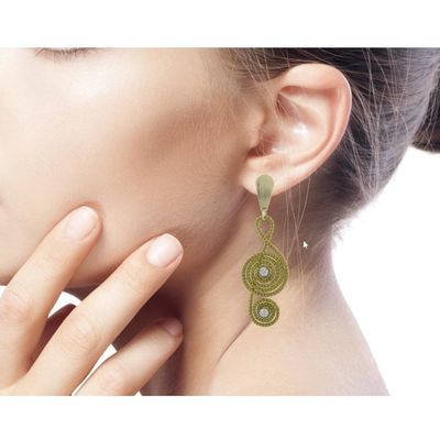 Alternate image for Artisan Crafted Clef Note Earrings in Brazilian Golden Grass Jalapo Melody
