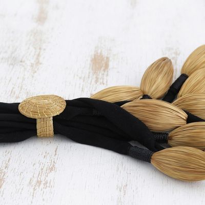 Alternate image for Golden Grass Natural Fiber Bolo Necklace Natural Gold