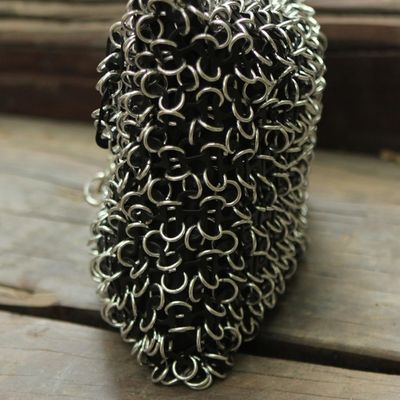 Alternate image for Black Crochet Recycled Poptop Shoulder Bag from Brazil  Shimmery Night