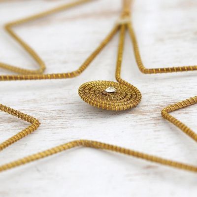 Alternate image for Golden Grass and Rhinestone Star Ornaments Set of 4 Golden Stars