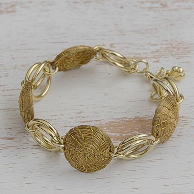 Alternate image for 18k Gold Accented Golden Grass Link Bracelet from Brazil Golden Rings