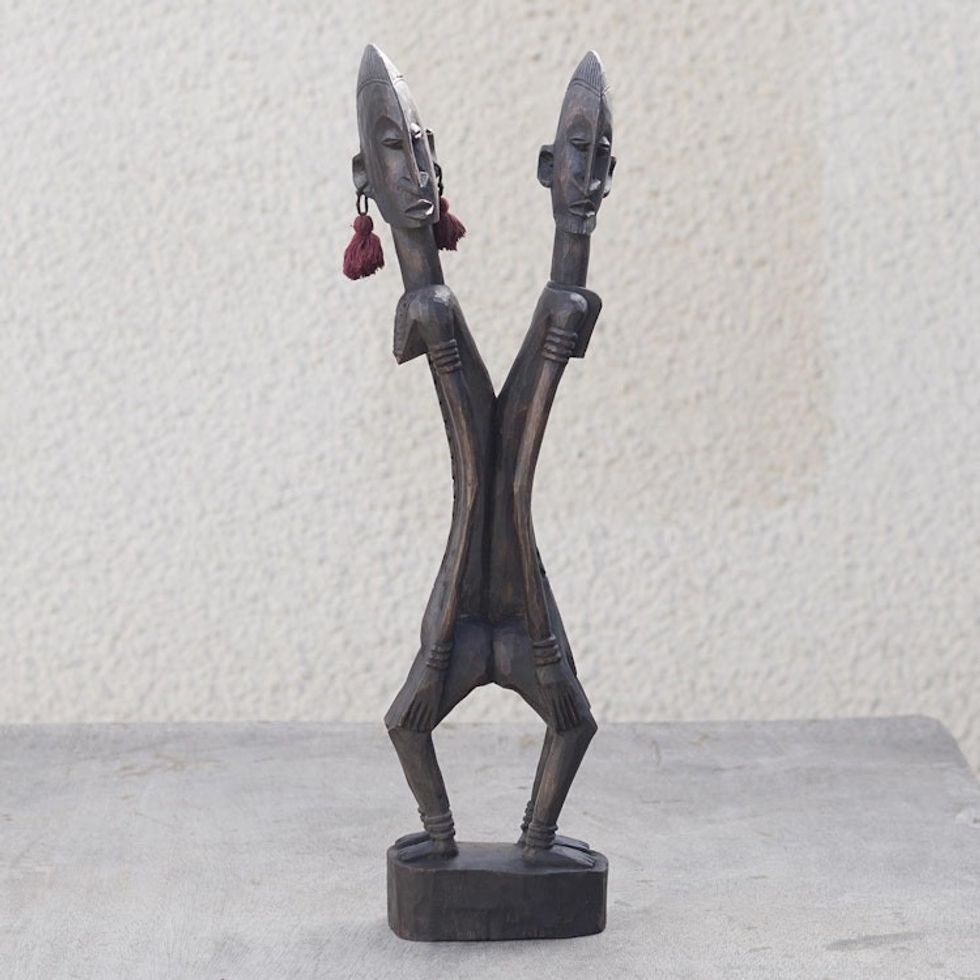 Wood sculpture 'Dogon Man and Wife'