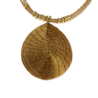 Alternate image for Brazilian Golden Grass Necklace with Gold Plated Accents Jalapo Minimalism