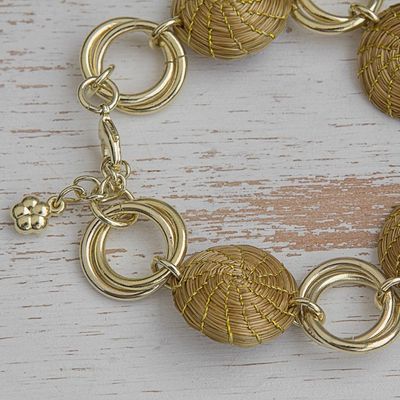 Alternate image for 18k Gold Accented Golden Grass Link Bracelet from Brazil Golden Rings