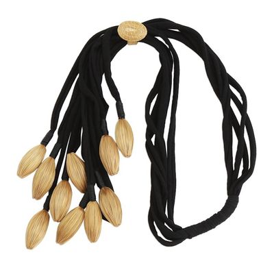 Alternate image for Golden Grass Natural Fiber Bolo Necklace Natural Gold