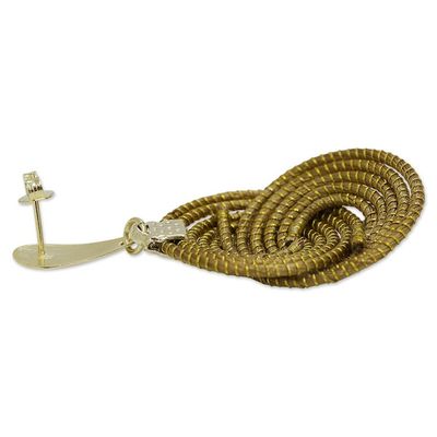 Alternate image for Golden Grass Dangle Earrings with 18k Gold Accents Golden Snails