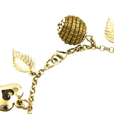 Alternate image for Heart Leaf Beehive Charms on Gold Plated Brazilian Bracelet Natural Friend