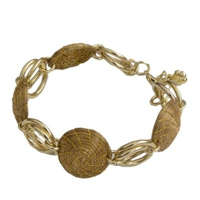 Alternate image for 18k Gold Accented Golden Grass Link Bracelet from Brazil Golden Rings